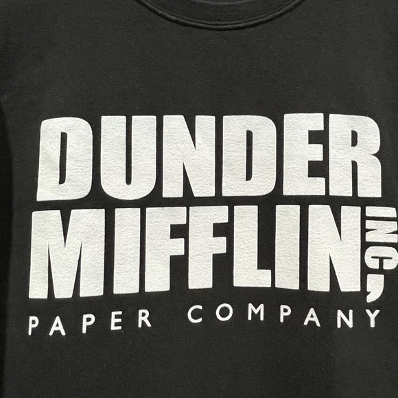 The Office Dunder Mifflin Inc Paper Company Black Crewneck Sweater Size Small - Picture 2 of 14